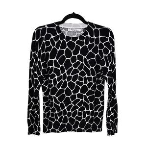Arpeggio Knitwear Black & White Giraffe Print Lightweight Sweater Womens S NEW